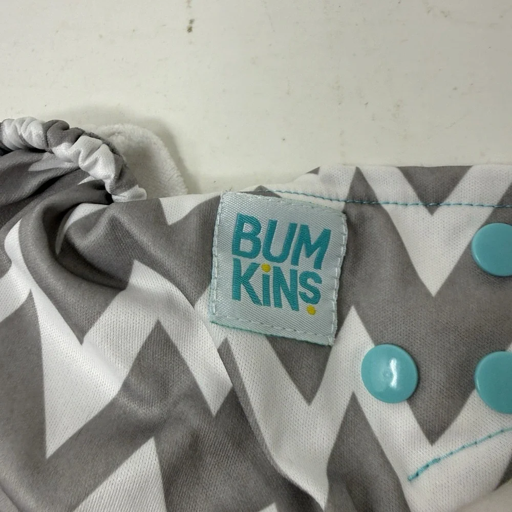 BumKins Pocket Diaper Cloth Diapers One Size Adjustable Washable Gray w Insert